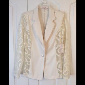 Cream blazer with lace side inset and sleeves NWT
